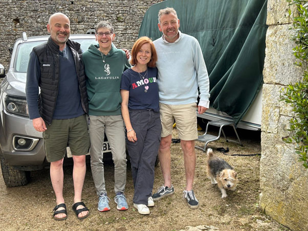 Andrew, Tracy, Claire and Jason, pose for photograph on day 1, smiles all around