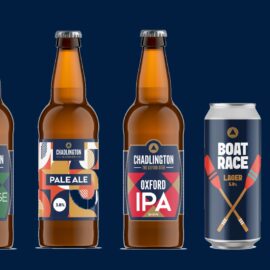 Chadlington Brewery current range: Oxford Blue, Oxford Heritage, Pale Ale and Oxford IPA bottles plus Boat Race, Kati Patang and Mystic cans
